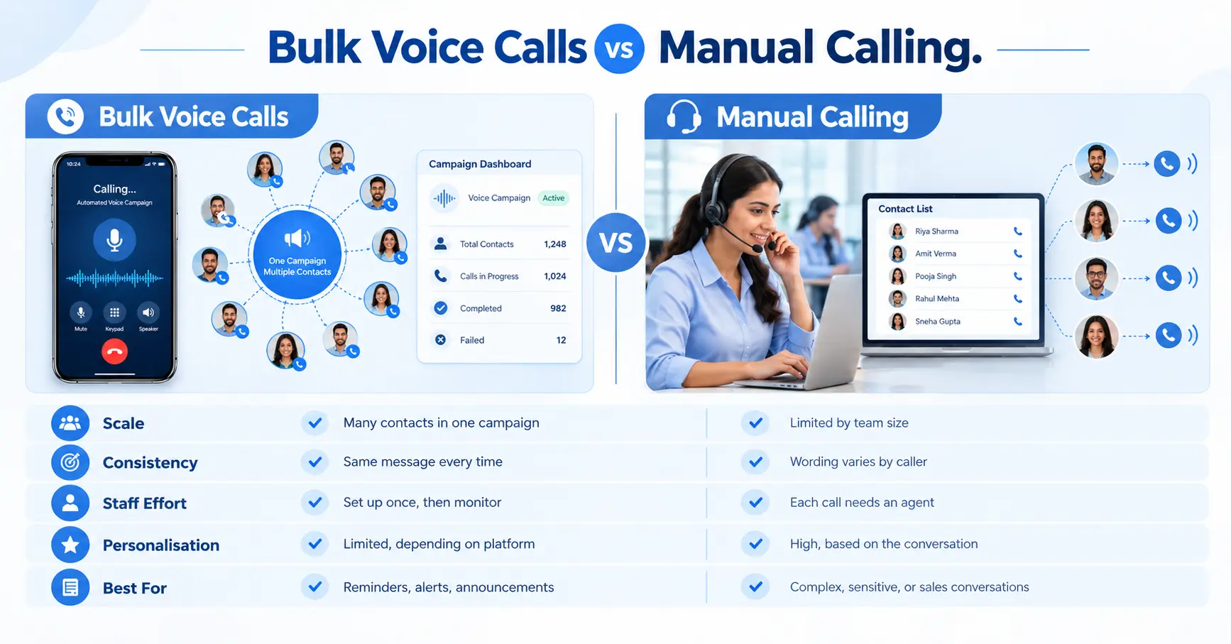 Bulk Voice Calls vs Manual Calling Bulk Voice Calls vs Manual Calling